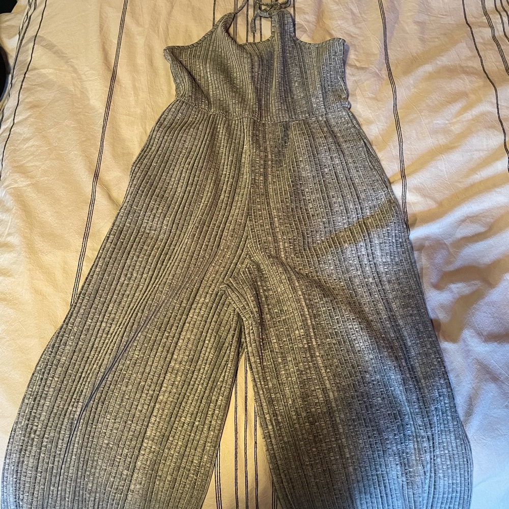 Grey Ribbed Jumpsuit